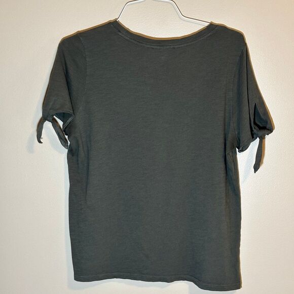 Women's Michael Kors Army Green Tie Sleeve Crewneck Tshirt Size Large? - Picture 5 of 5